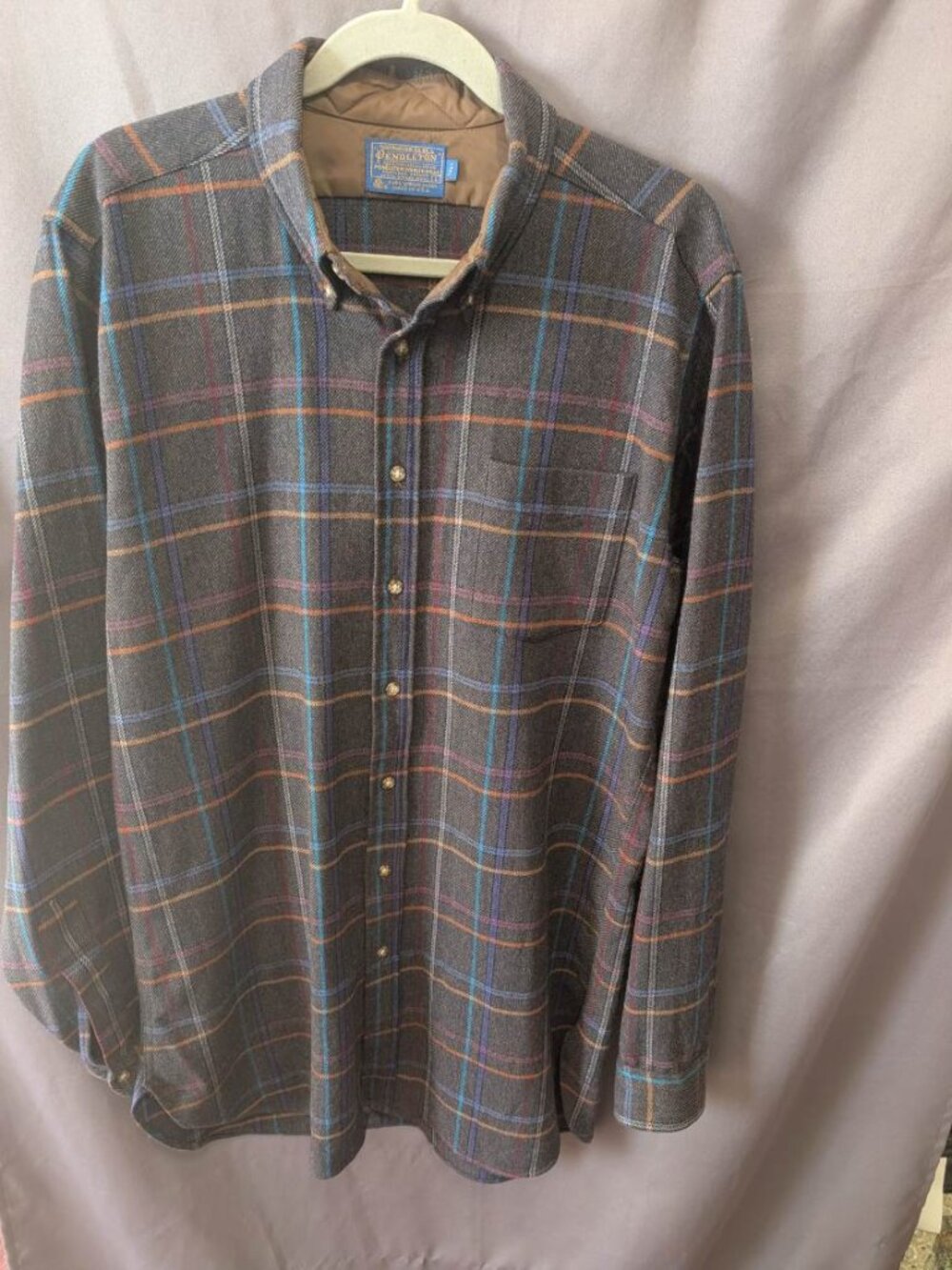 Pendleton Vintage Virgin Wool Plaid Shirt Size Large Tall